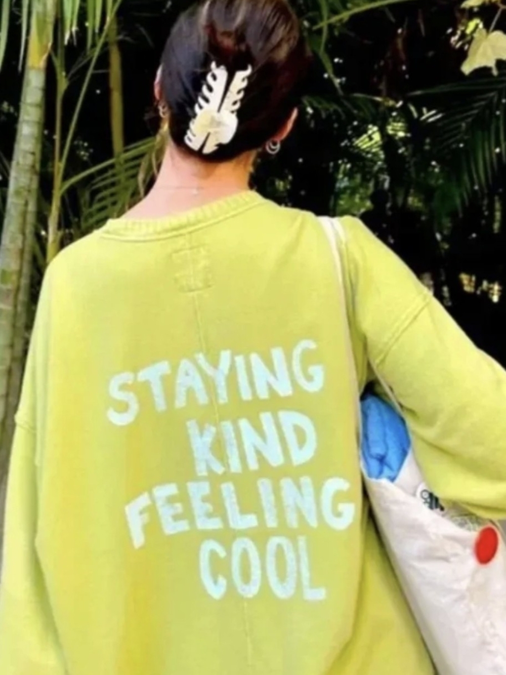 aerie Lime Green Graphic Oversize Sweatshirt with Back Slogan
